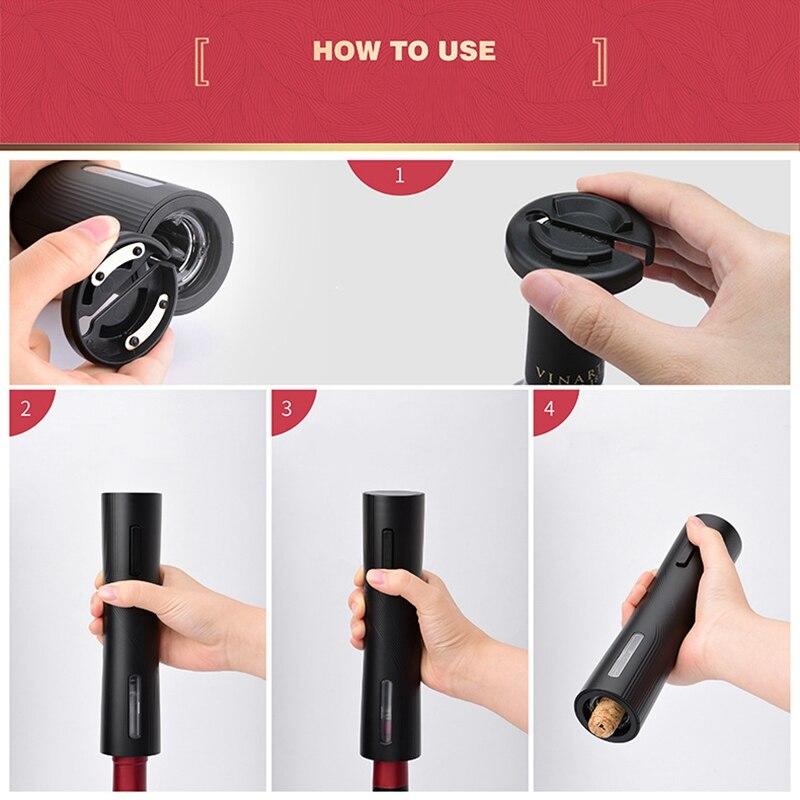 Electric Wine Opener Battery Cork Opener Creative Wine Bottle with Pap