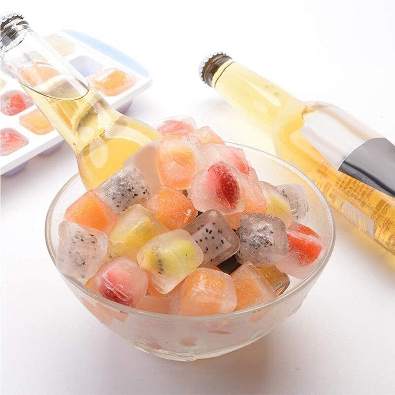 Square silicone ice trays, 21 recessed ice moulds, with removable lid