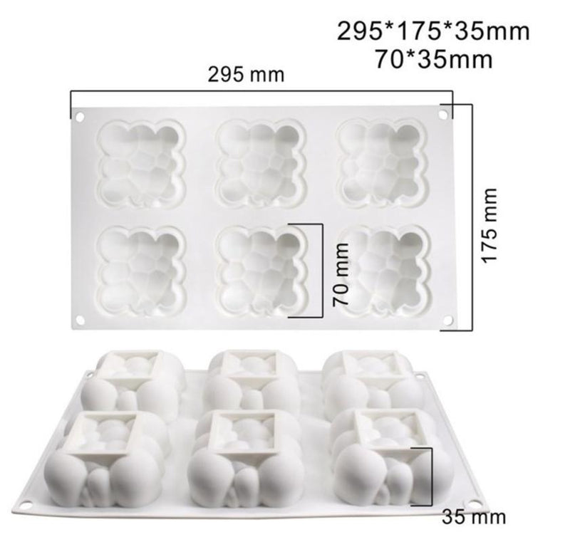 6 Holes Square Clouds Share Shape 3D Silicone Molds