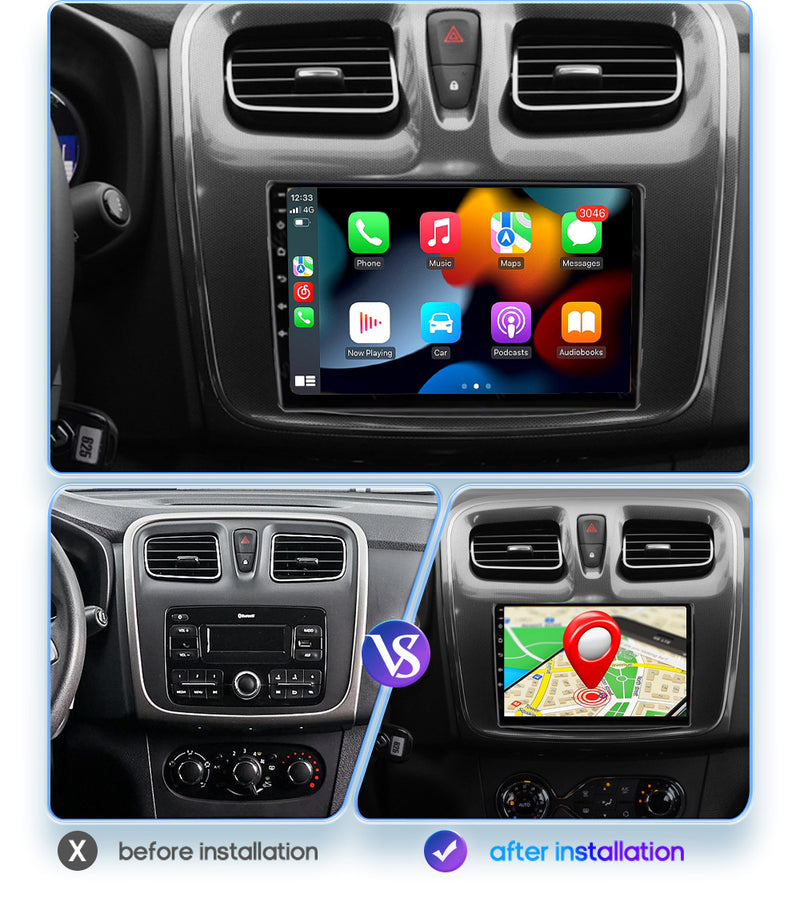 RoverOne Car Stereo Radio Bluetooth CarPlay GPS Navigation for Dacia Sandero Duster for Renault Captur Lada Xray 2 Logan 2 Dokker