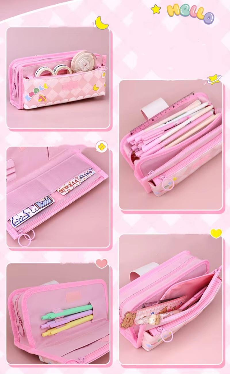 Skyward Multi-layer Cartoon Fabric Pencil Case Large Capacity Storage Multifunctional Student