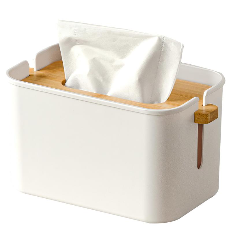 Rectangular Napkin Box with Wooden Lid Hotel Towel Hanger Handle for G