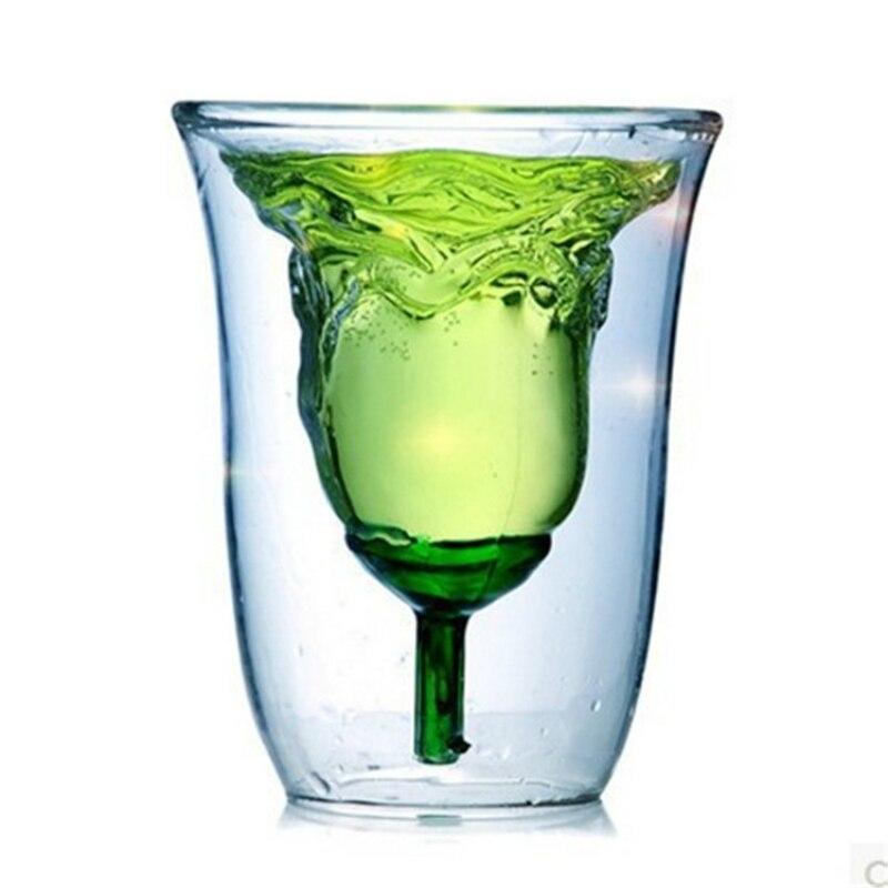 Rose Shape Double Wall Wine Glass Cocktail