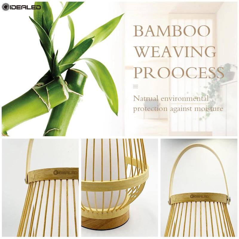 Handmade LED Table Lamp Desk Bamboo Weaving Night Study