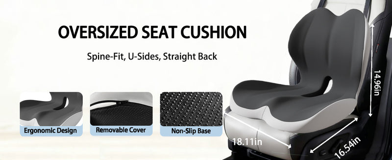Ergonomic Memory Foam Seat Cushion with Back Support, Lumbar Support Pillow for Car, Office Chair, Truck, Relieve Back Pain