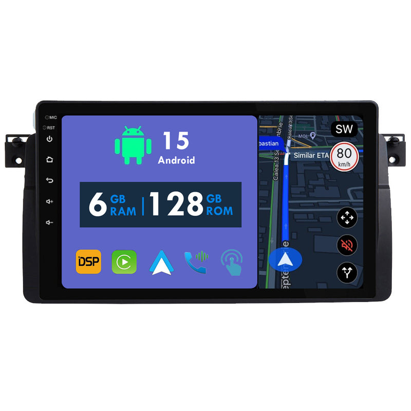 RoverOne Car Stereo Radio Bluetooth CarPlay GPS Navigation for BMW 3 Series E46 1998 - 2006