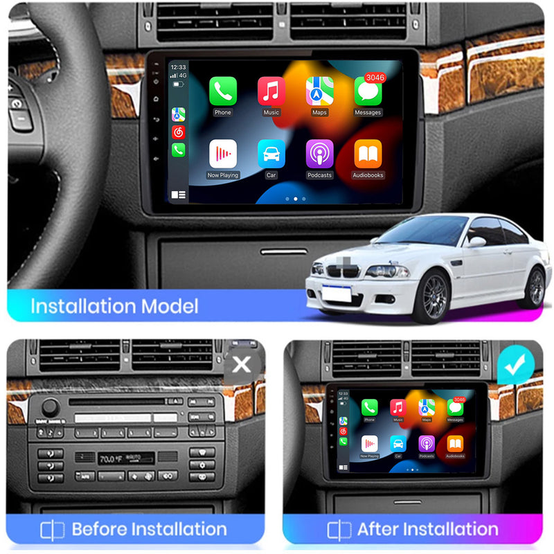 RoverOne Car Stereo Radio Bluetooth CarPlay GPS Navigation for BMW 3 Series E46 1998 - 2006