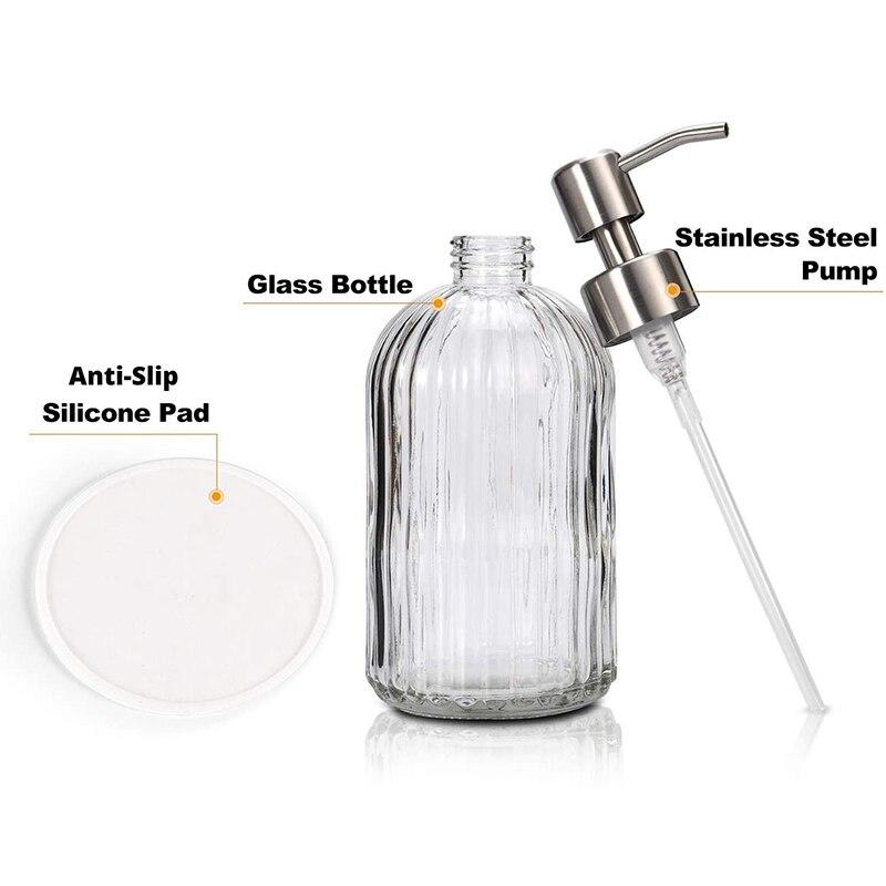 400ml Glass Soap Dispenser with Stainless Steel Stainless Steel Pump