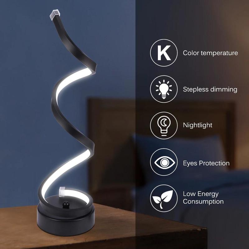 Modern Spiral LED Table Lamp Intelligent Curved Dimming