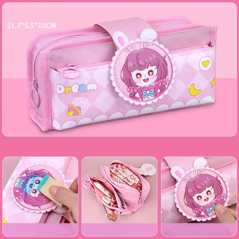 Skyward Multi-layer Cartoon Fabric Pencil Case Large Capacity Storage Multifunctional Student