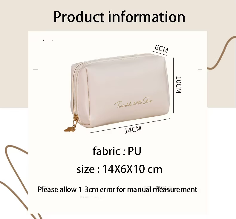 Travel Portable Water Resistant PU Leather Toiletry Bag Small Zipper Cosmetic Makeup Pouch for Woman Girls