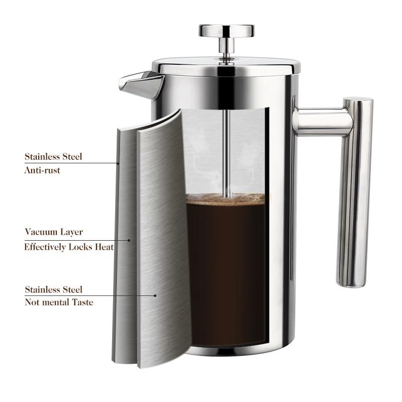 Stainless Steel Coffee Press Percolator Percolator Pot Double Wall Lar