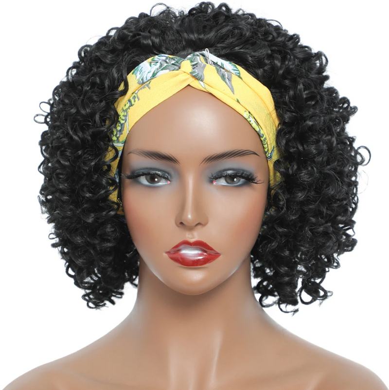 Short Deep Water Curly Headband Wigs Glueless Afro Kinky Deep Curly Wigs