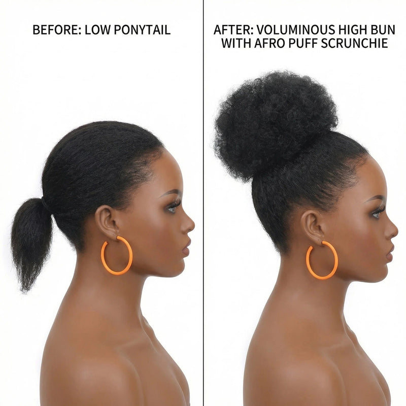Afro Puff Hair Bun - Large Volume Synthetic Hair Scrunchie (18cm/8cm)2PCS）