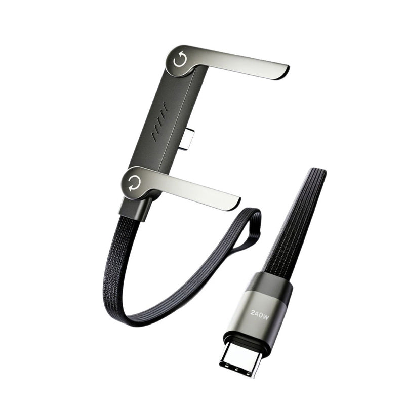 240W Fast Charging 2-In-1 Foldable Phone Holder Data Cable | Type-C For Phones & Tablets
