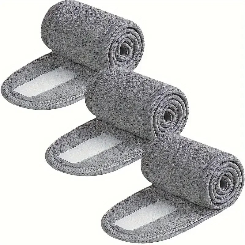 3-Pack Adjustable Sponge Headbands – Non-Slip for Skincare