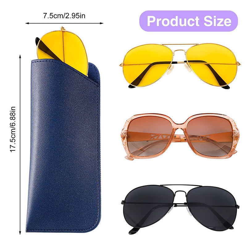 6Pcs Soft PU Leather Eyeglass Pouch | Portable Solid Color Sunglasses Case Set
