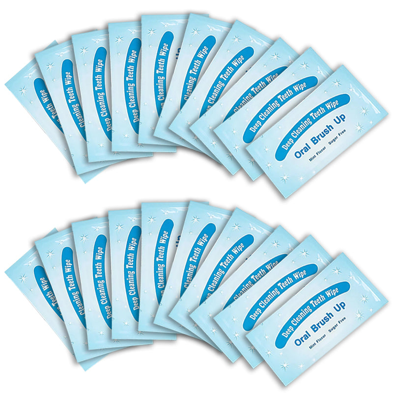 20Piece Mint Finger Tooth Wipes, Deep Cleaning Disposable Teeth Cleaning Swabs