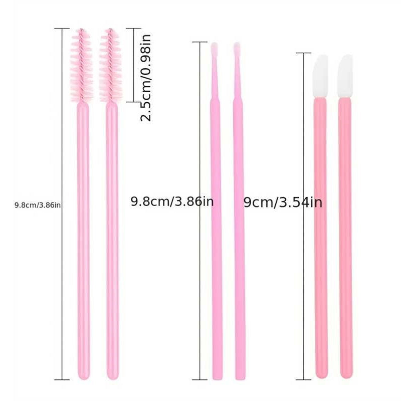 200Piece 3-In-1 Makeup Tool Set, Disposable Lip Brushes + Cotton Swabs + Lash Brushes
