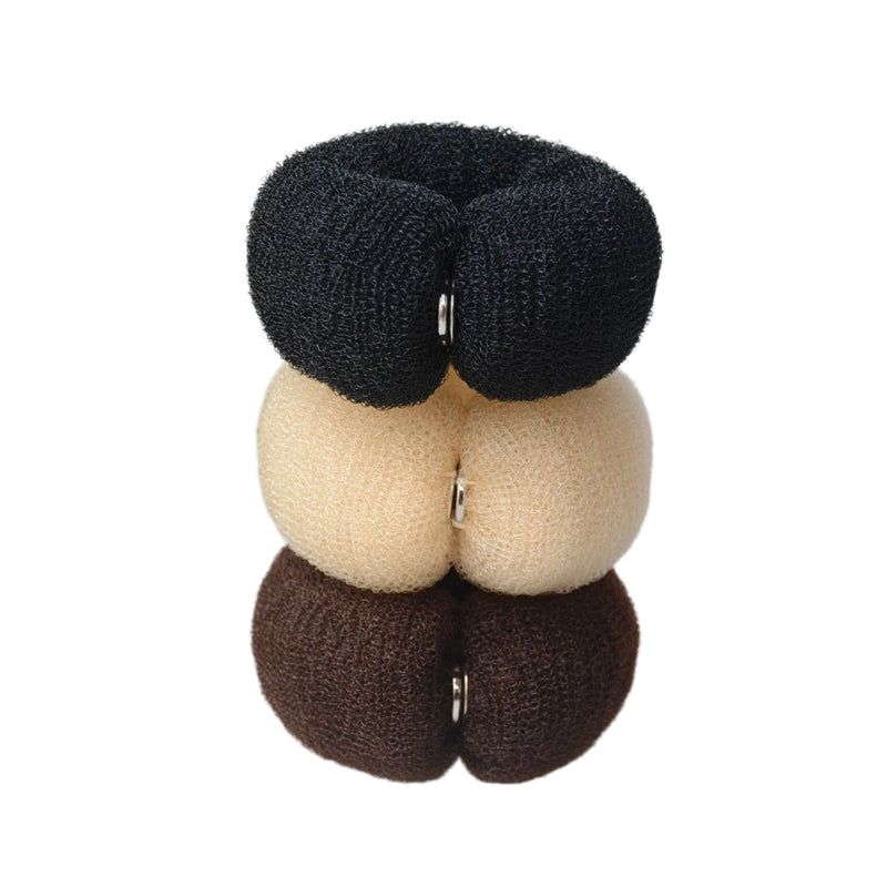 3Piece Donut Bun Maker Set, 3-Color Hair Bun Shapers For Curly Hair Updo