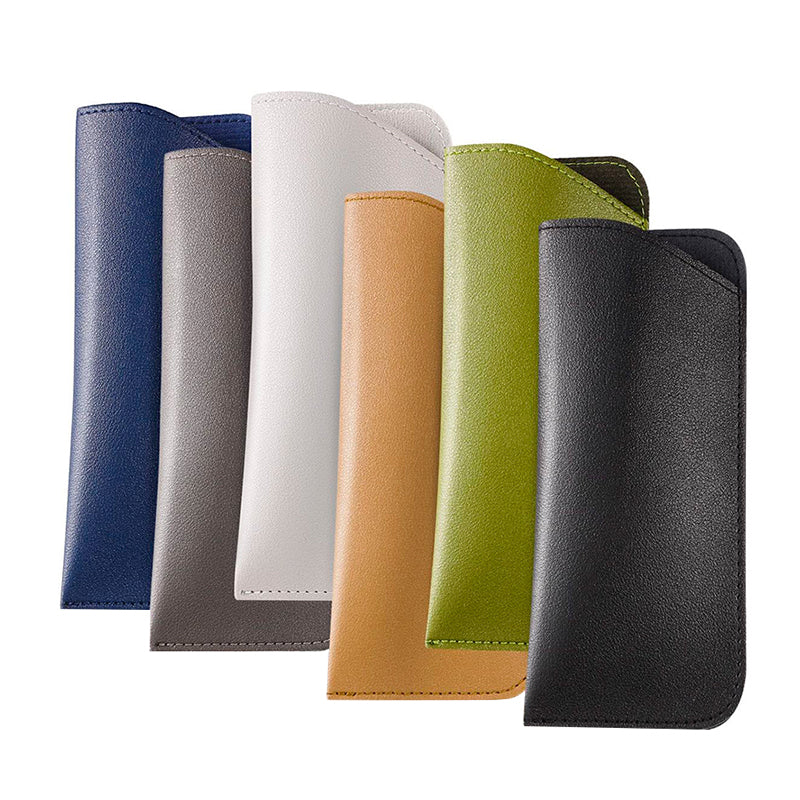 6Pcs Soft PU Leather Eyeglass Pouch | Portable Solid Color Sunglasses Case Set