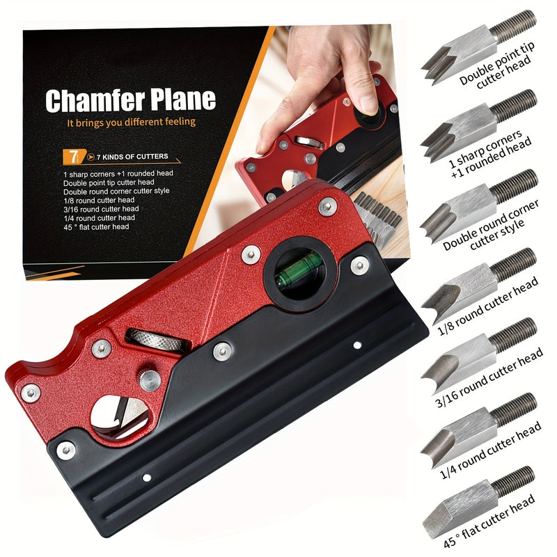 7-in-1 Multifunctional Woodworking Chamfer Plane with Bubble Level