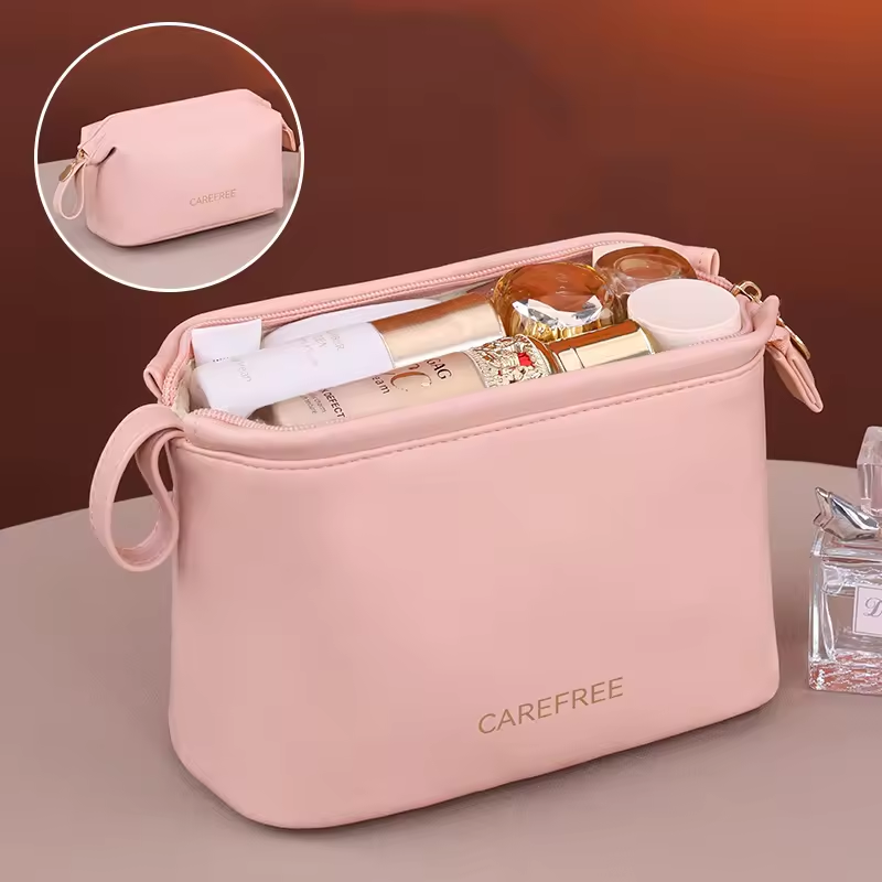 Waterproof Zipper Closure PU Material Makeup Pouch for Woman Spill Proof Interior Organizer Portable for Bag for Commute