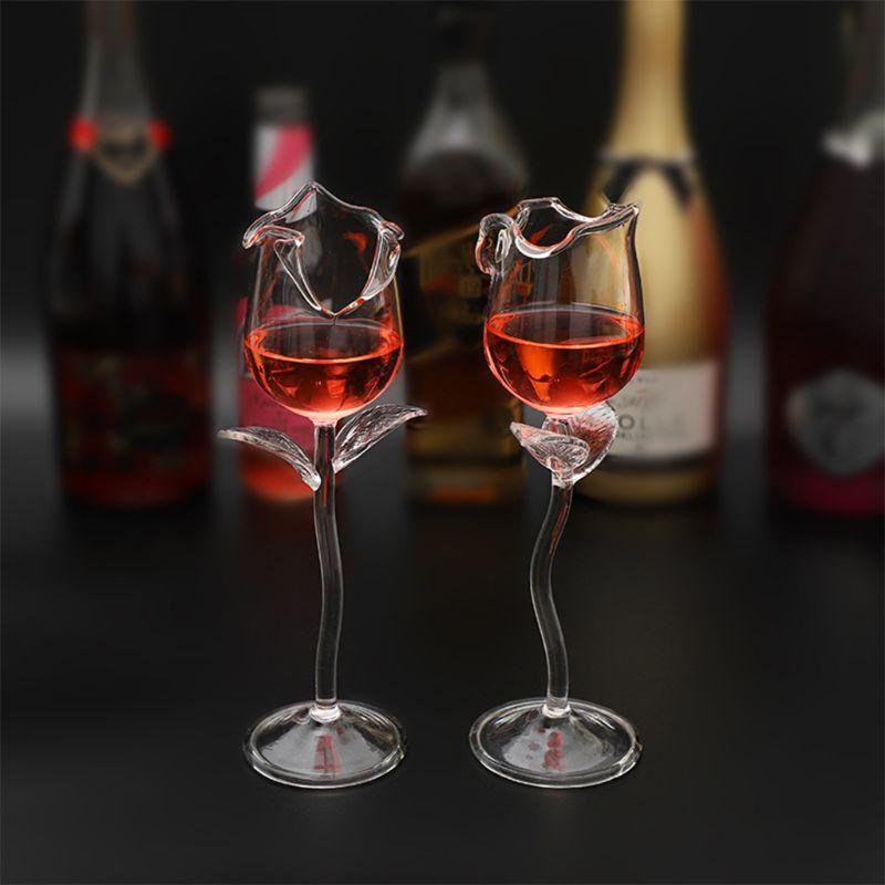 Red wine glasses 100ml rose flower