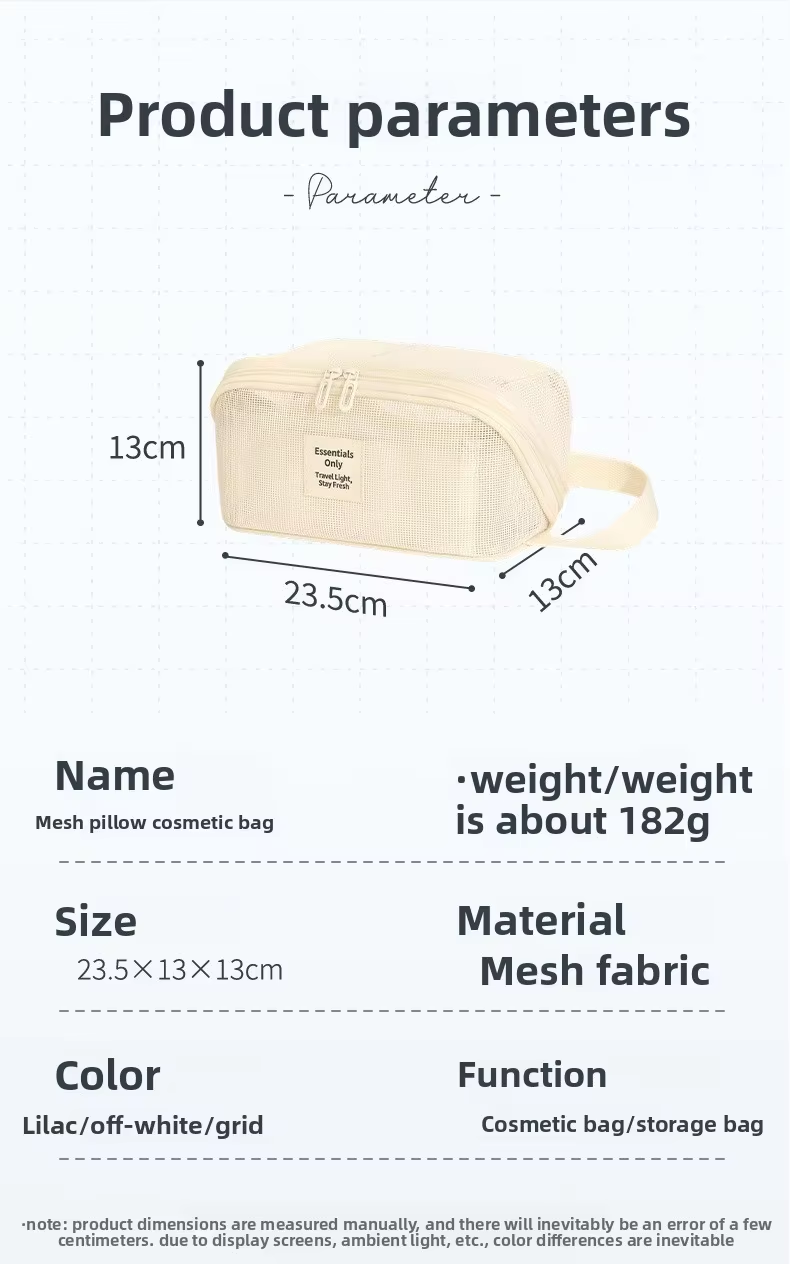 New Fashion Hollow Out Partitioned Zipper Mesh Makeup Bag