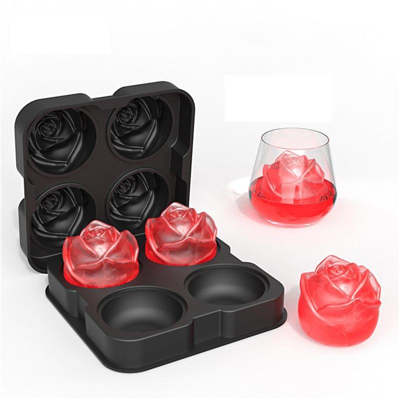 Ice Cube Shape with Rose Flower Cocktail Shape Ice Cream Mix
