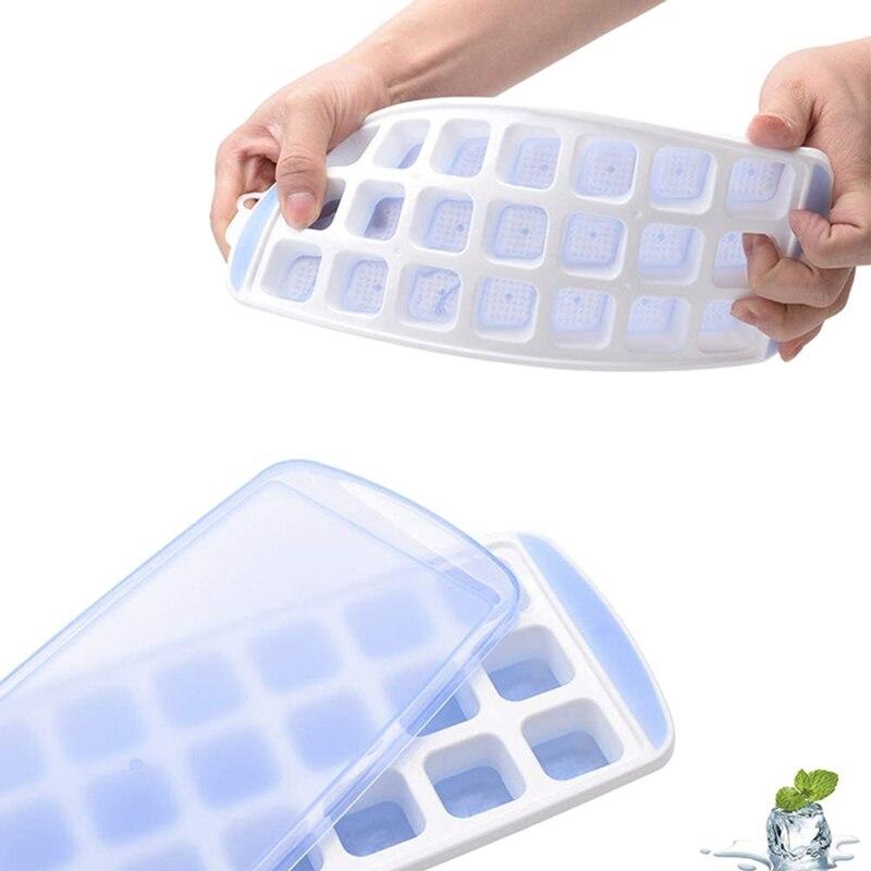 Square silicone ice trays, 21 recessed ice moulds, with removable lid