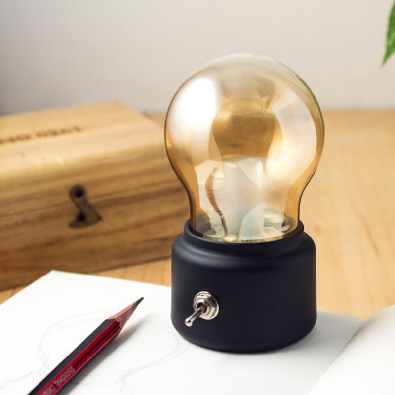 Vintage Bulb LED Night Light Retro USB 5V Battery Fixed Desk