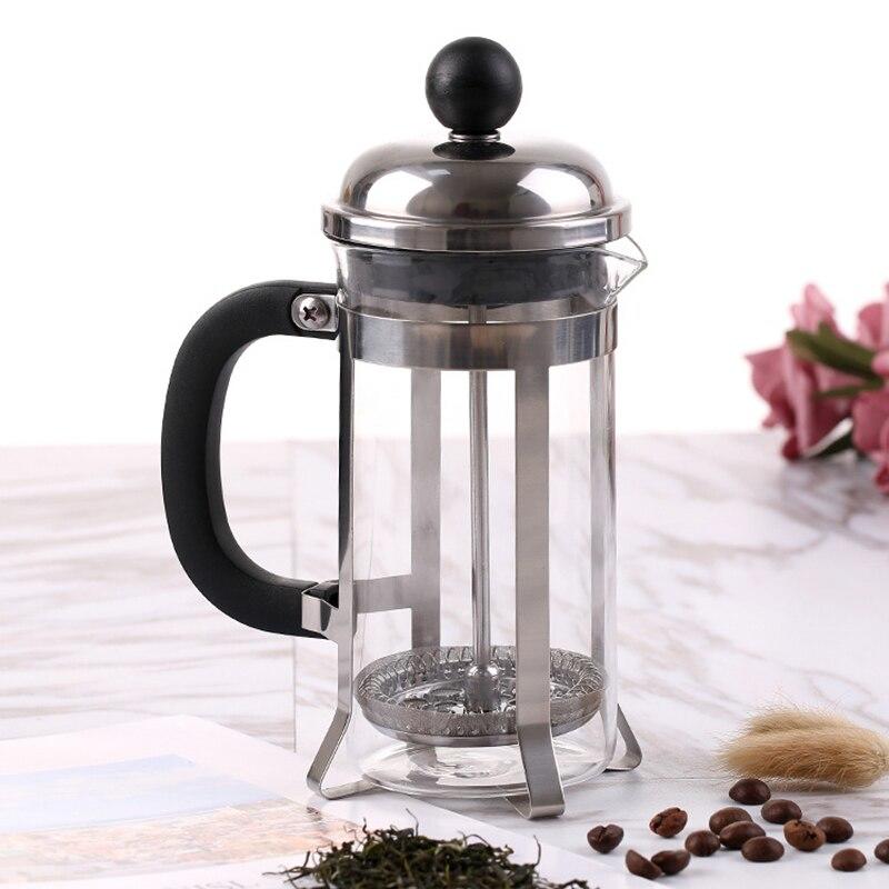 Stainless steel glass 350ml french filter coffee pot tea pot coffee po