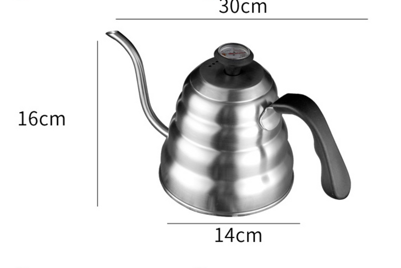 1.2L Stainless Steel Coffee Pot with Thermometer Goose Ear Duster