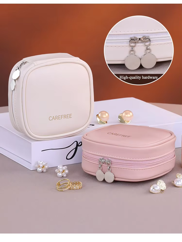 Leather Earrings Rings Necklaces Travel Jewelry Boxes Square Style PU Leather Portable Jewelry Storage case