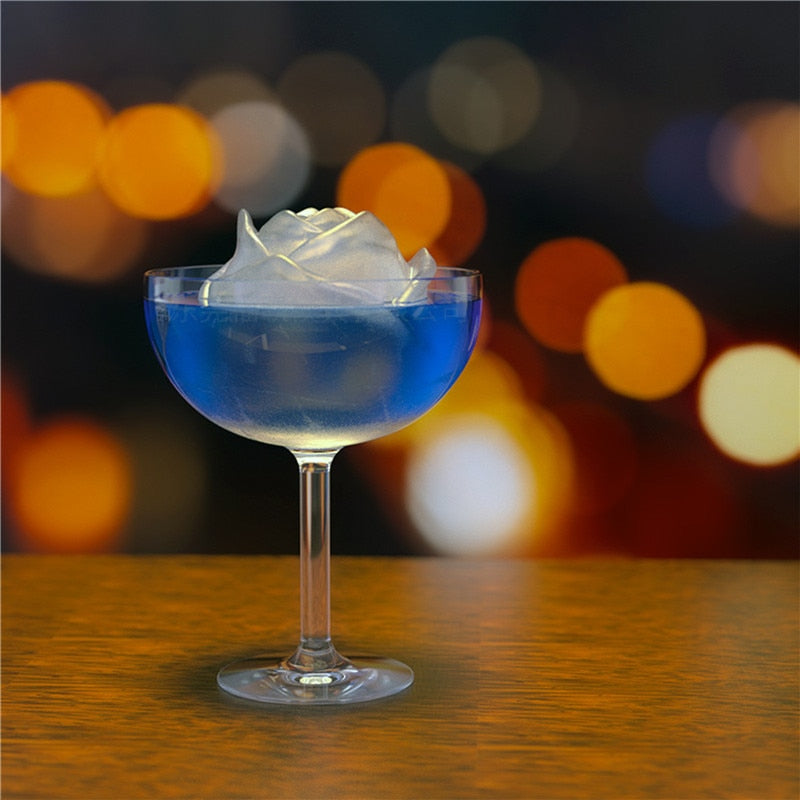 Ice Cube Shape with Rose Flower Cocktail Shape Ice Cream Mix