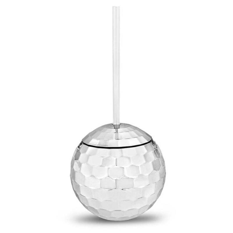 Shiny Silver Ball Disco Cocktail Cocktail Cup Straw Nightclub Tipsy