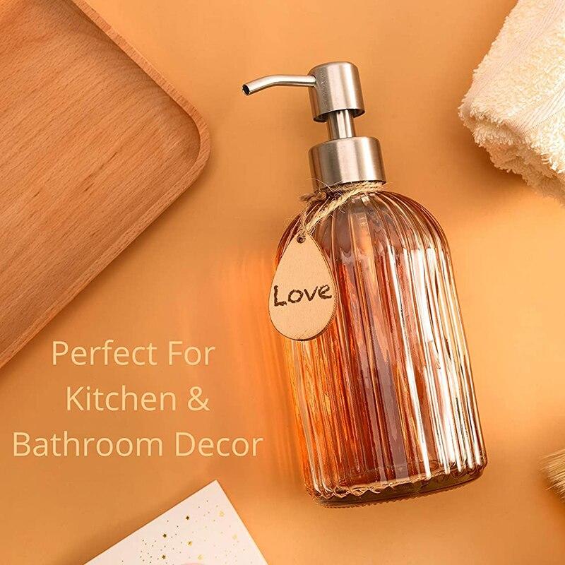 400ml Glass Soap Dispenser with Stainless Steel Stainless Steel Pump