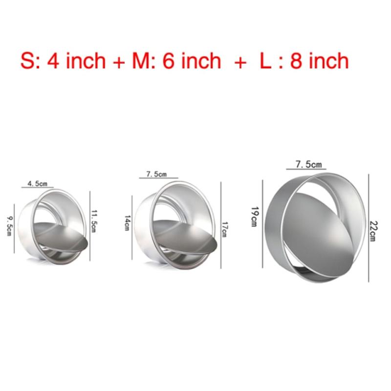 3pcs Round Aluminum Alloy Cake Mold