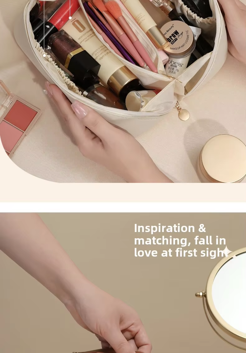Large Capacity Partition Storage Makeup Bag Portable Deluxe Minimalist Travel Bag Toiletries Storage Bag