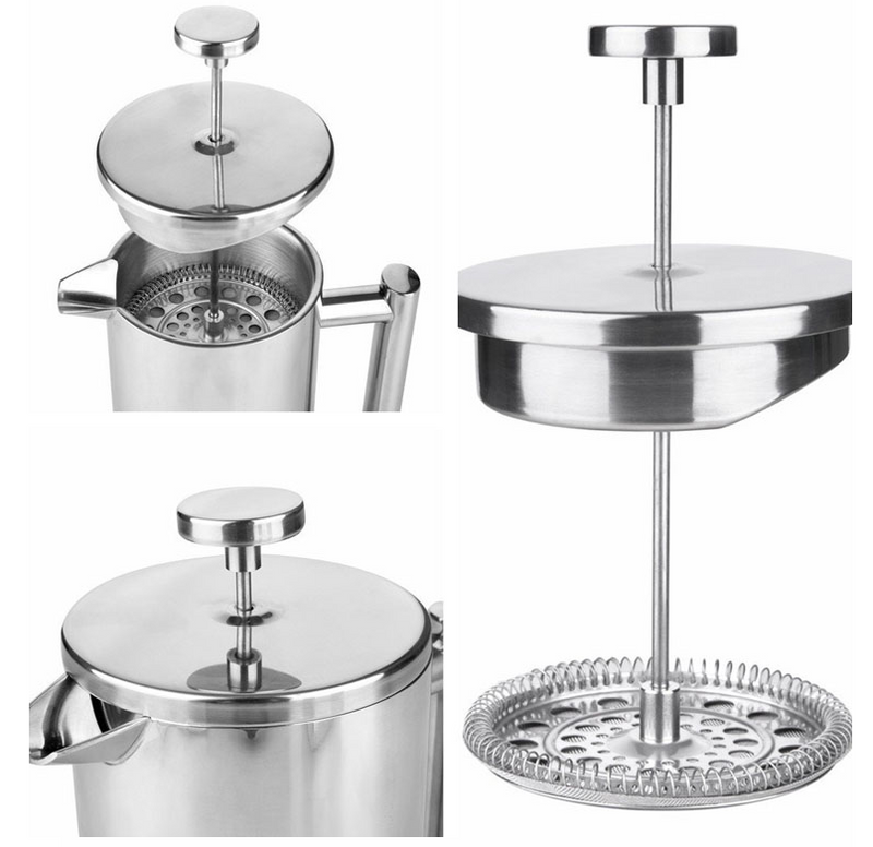 French Press Cafe Tea maker Stainless steel coffee pot, double vacuum