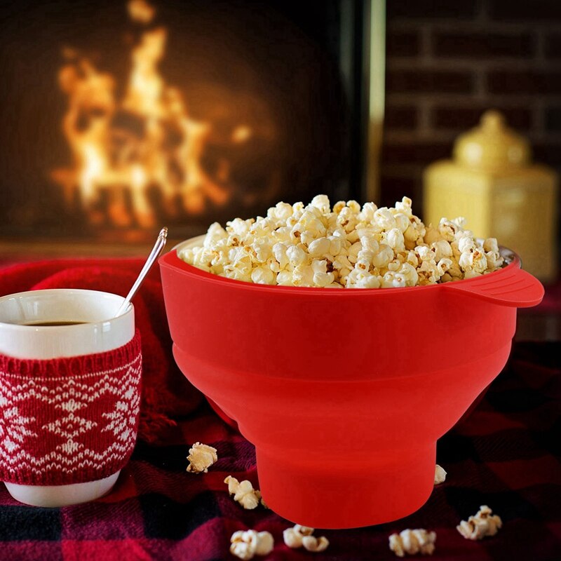 Microwave Popcorn Popper Folding Silicone Bowl with Lid