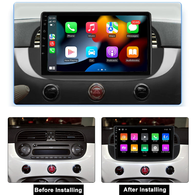 RoverOne Car Stereo Radio Bluetooth CarPlay GPS Navigation for Fiat 500 2007 - 2015