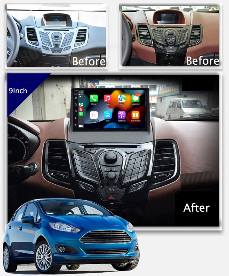 RoverOne Car Stereo Radio Bluetooth CarPlay GPS Navigation for Ford Fiesta Mk 6 2009 - 2018