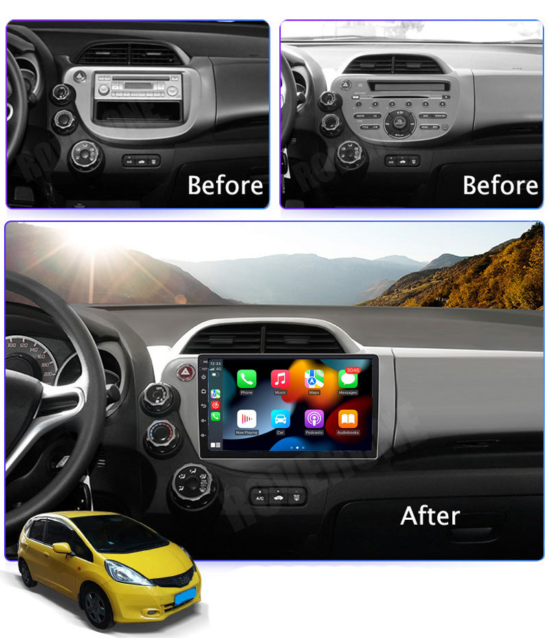 RoverOne Car Stereo Radio Bluetooth CarPlay GPS Navigation for Honda Jazz 2 GG 2008 - 2014 Fit 2 GE 2007 - 2014