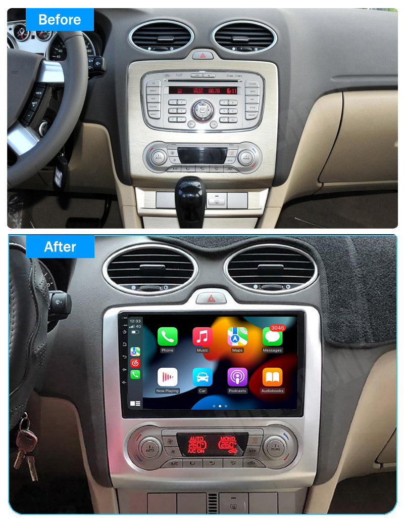 RoverOne Car Stereo Radio Bluetooth CarPlay GPS Navigation for Ford Focus 2 Mk 2 2004 - 2011 AT