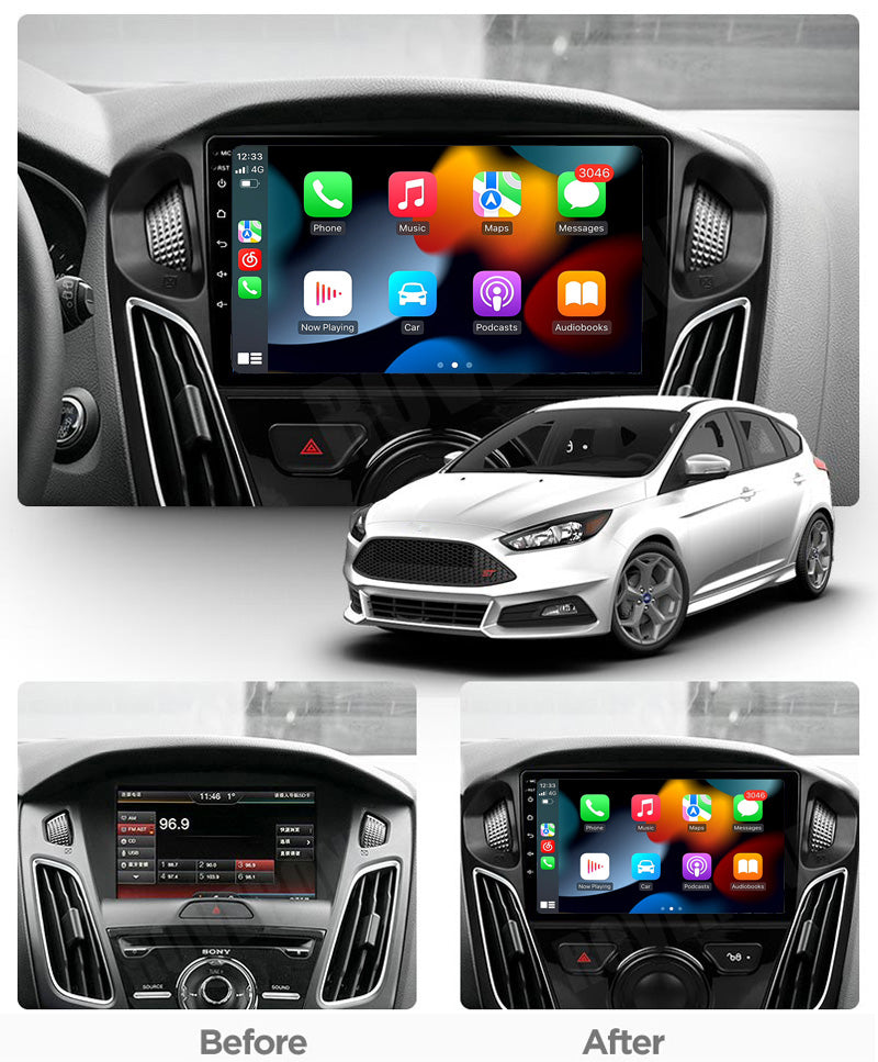 RoverOne Car Stereo Radio Bluetooth CarPlay GPS Navigation for Ford Focus 3 Mk 3 2011 - 2019