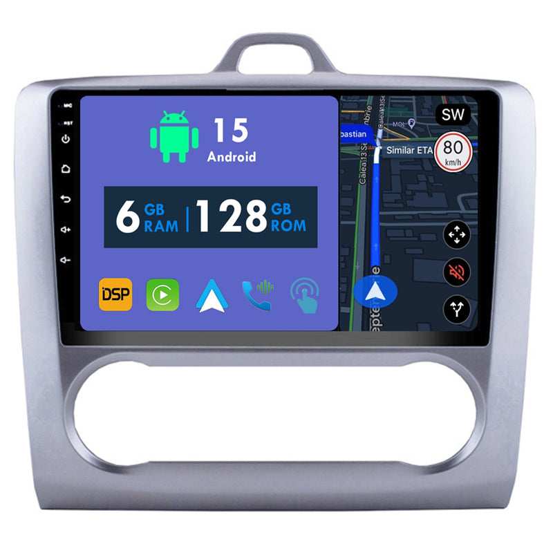 RoverOne Car Stereo Radio Bluetooth CarPlay GPS Navigation for Ford Focus 2 Mk 2 2004 - 2011 AT