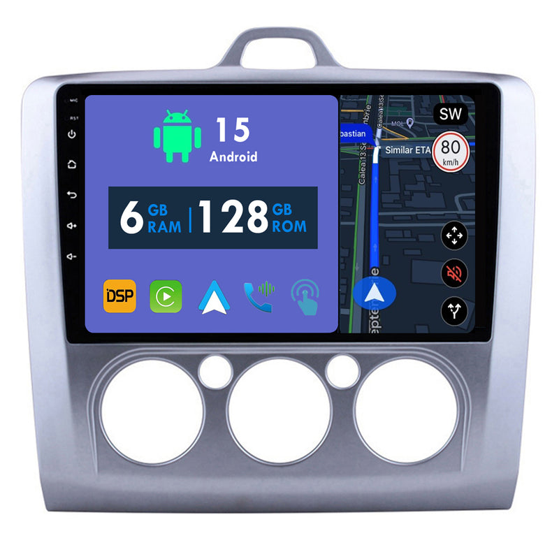 RoverOne Car Stereo Radio Bluetooth CarPlay GPS Navigation for Ford Focus 2 Mk 2 2004 - 2011 MT