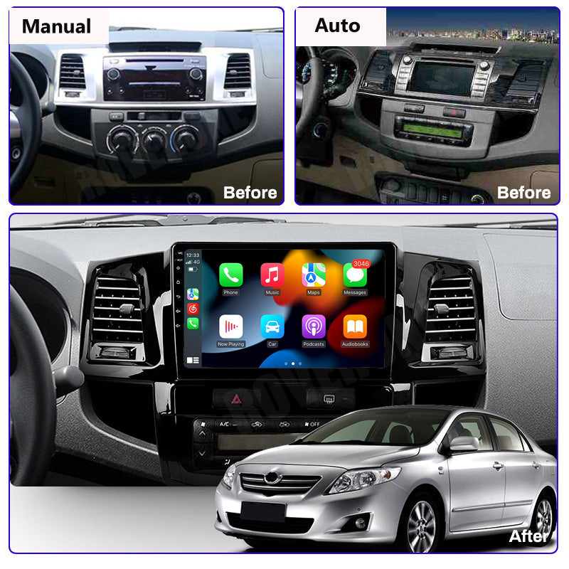 RoverOne Car Stereo Radio Bluetooth CarPlay GPS Navigation for Toyota Fortuner 1 AN50 AN60 Hilux Revo Vigo 2005 - 2014